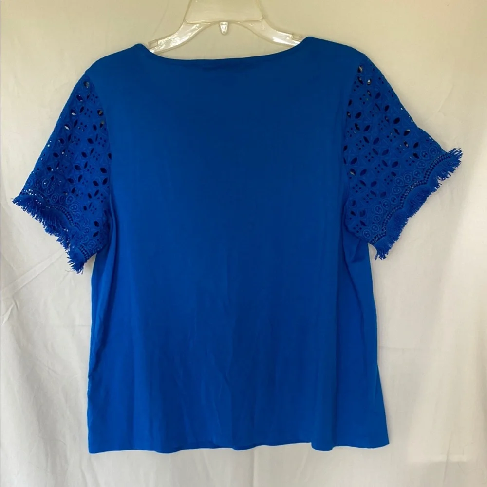 Lilly Pulitzer Cobalt Blue Eyelet Sleeve Tee - Picture 5 of 5